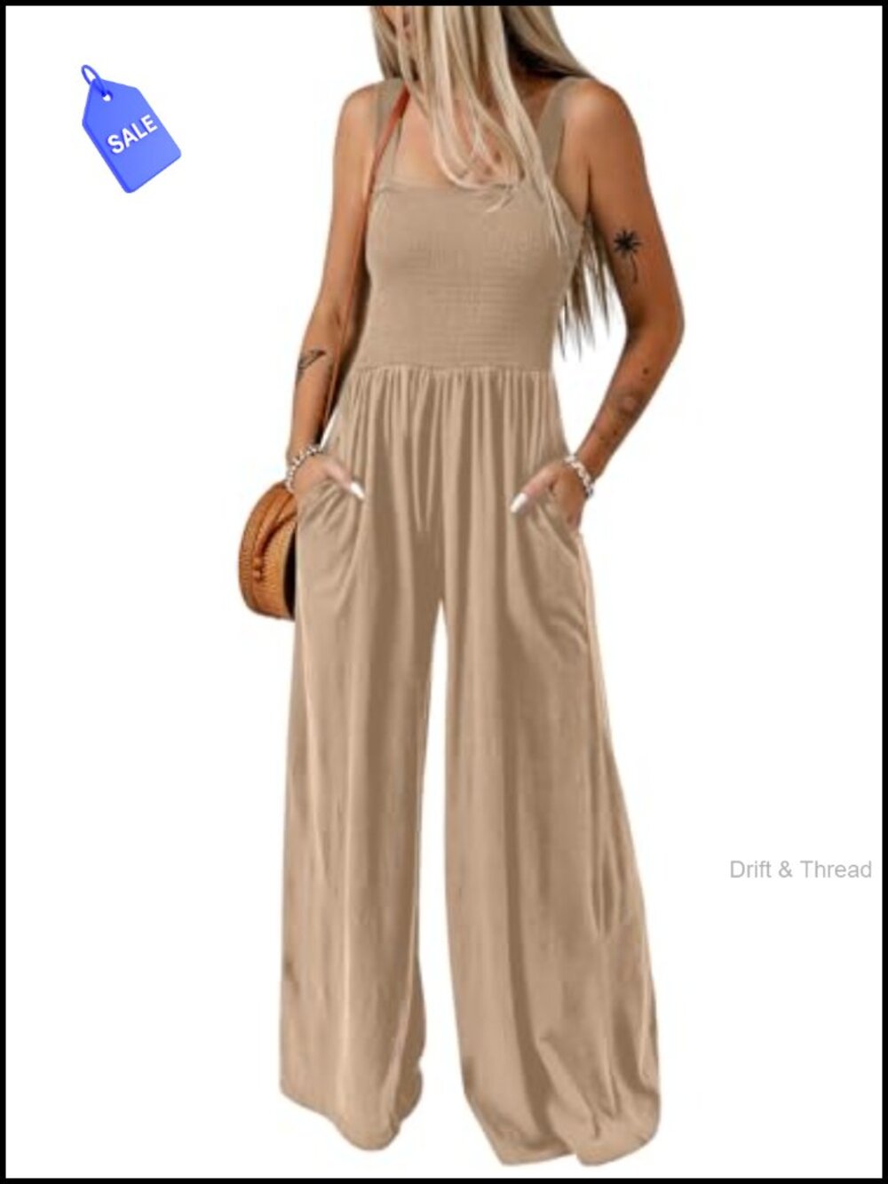 Dokotoo Women's Sleeveless Wide Leg Jumpsuit Loose Fit Square Neck Casual